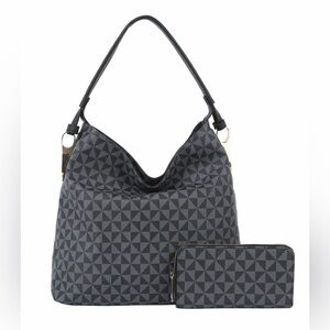 Le Miel NWT 2pc Hobo Crossbody Shoulder Purse and Full Zip Around Wallet Set